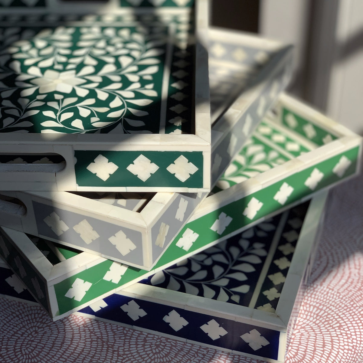 Inlay Decorative Rectangle Tray - Teal – The Present House Company