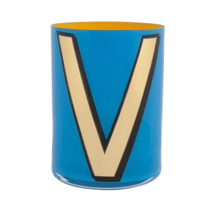 Alphabet Brush Pot - V (Blue)