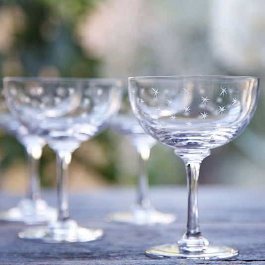 Champagne Saucers - Stars (Set of 6 Glasses)