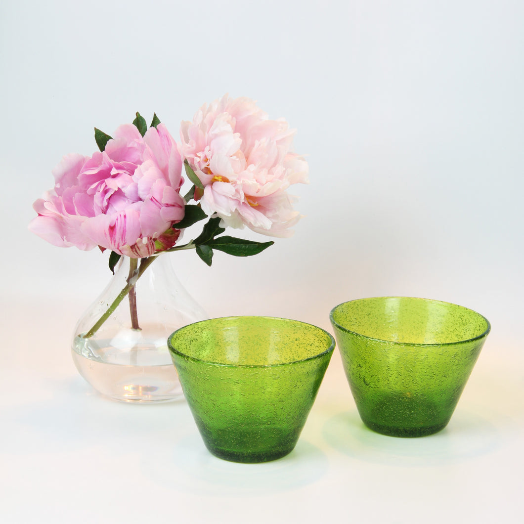 Green Handblown Glass Bowl