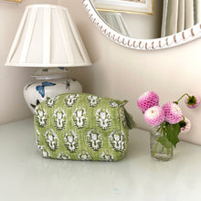 Load image into Gallery viewer, Boota Handblock Quilted Washbag - Green
