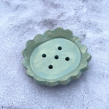 Load image into Gallery viewer, Scalloped Ceramic Soap Dish - Sage
