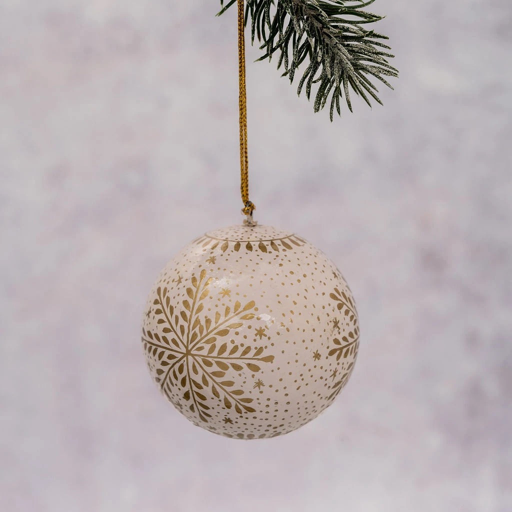 White Snowflake Hand-painted Bauble