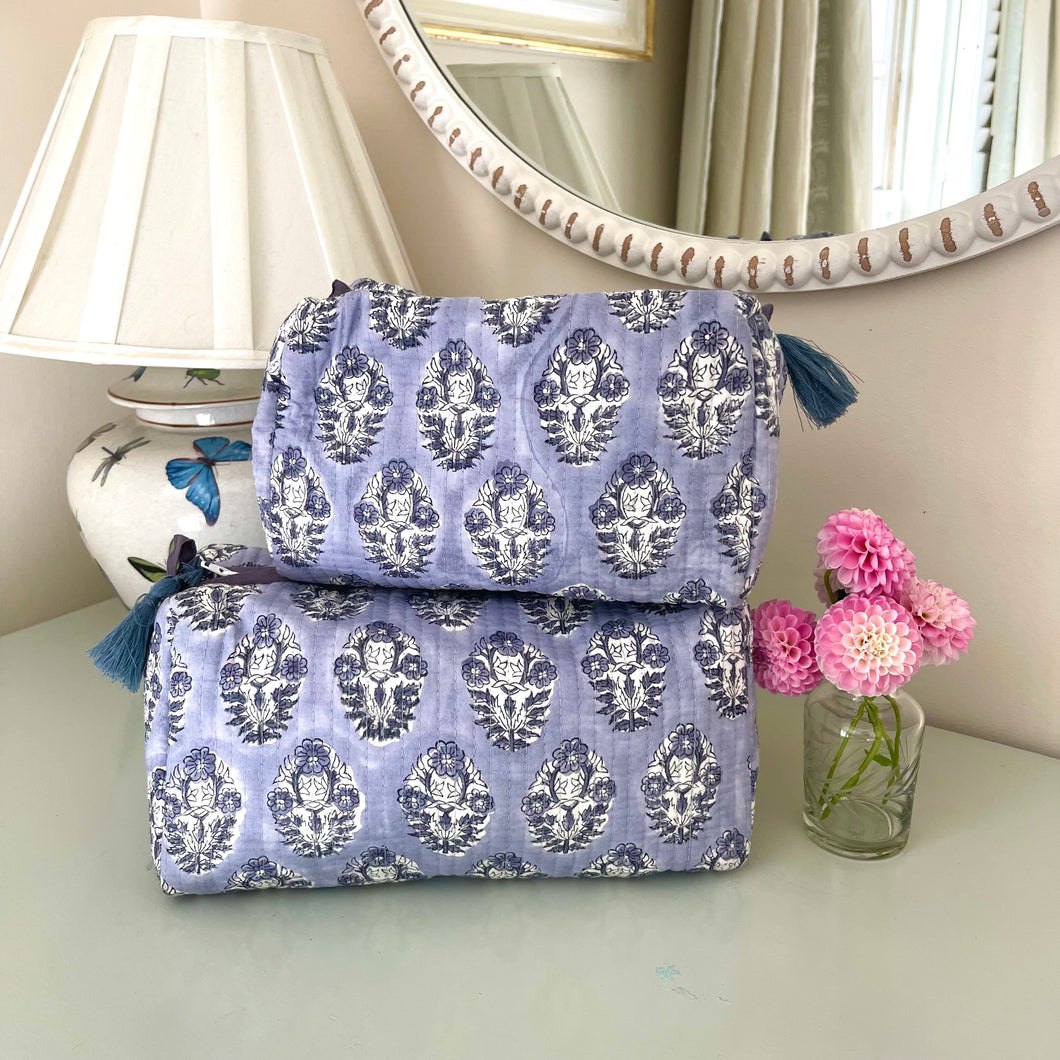 Boota Handblock Quilted Washbag - Nightfall