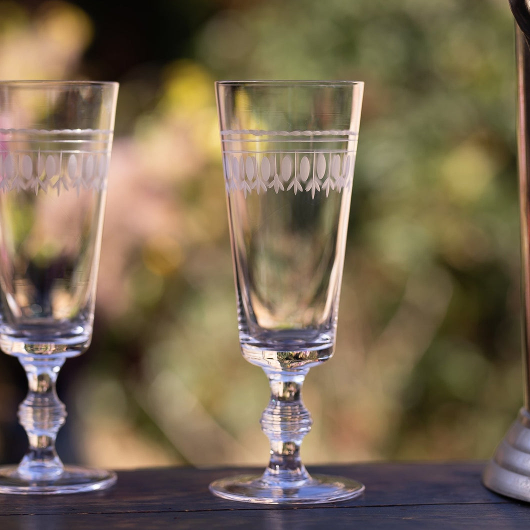 Crystal Champagne Flutes (Set of Four Glasses) - Ovals
