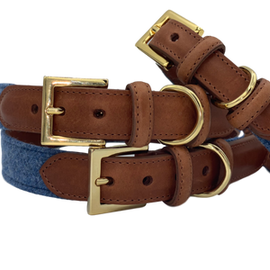 Leather Dog Collar - Sandringham Blue