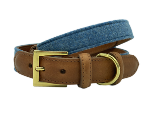 Leather Dog Collar - Sandringham Blue